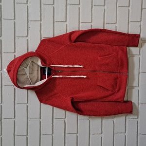 America Eagle Orange/Red Heathered Wool Hood Zip Up Jacket. Size Small NWOT